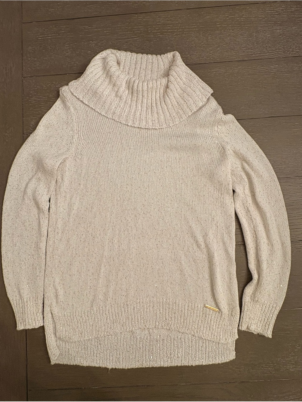 Michael Kors Cream Ribbed Cowl-Neck Sweater